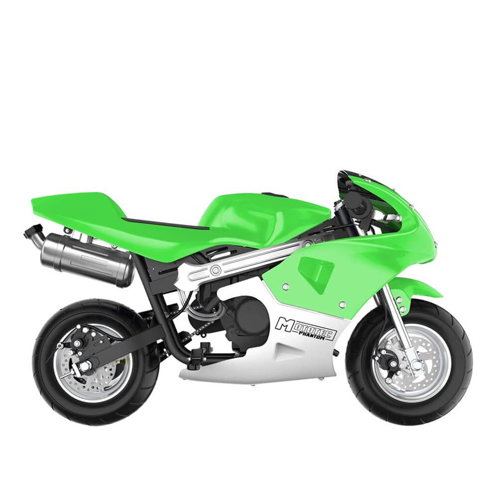 MotoTec Phantom 49CC Two-Stroke Gas Pocket Bike, Green (SAK94682)