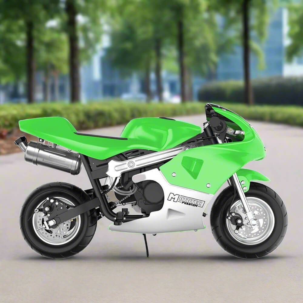 MotoTec Phantom 49CC Two-Stroke Gas Pocket Bike, Green (SAK94682)