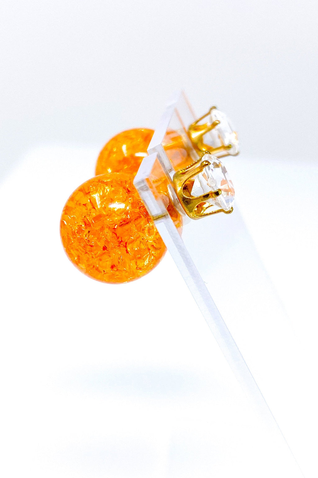 Multicolored Crystal Stud Earrings Sparkle Pink Blue