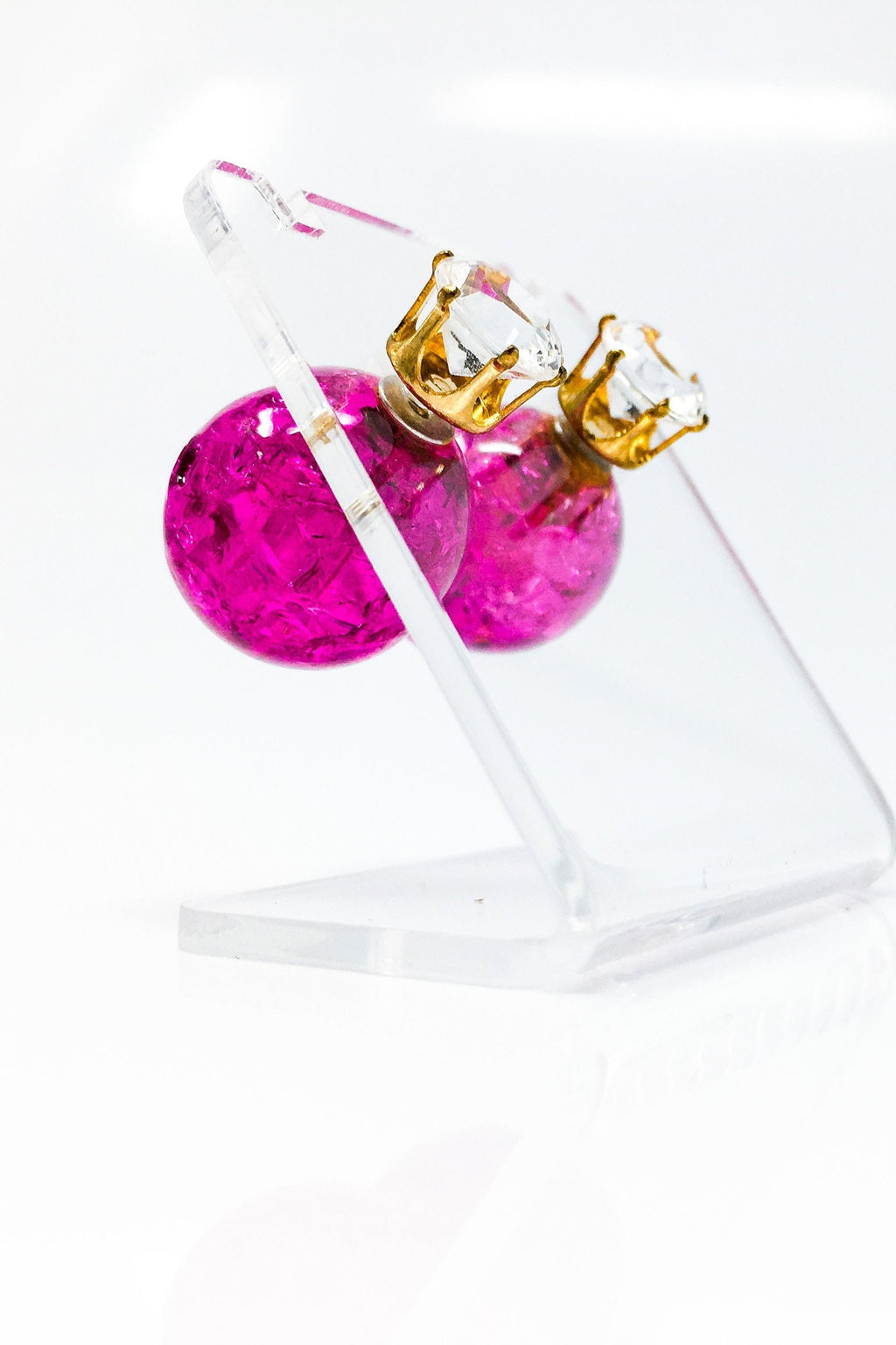 Multicolored Crystal Stud Earrings Sparkle Pink Blue