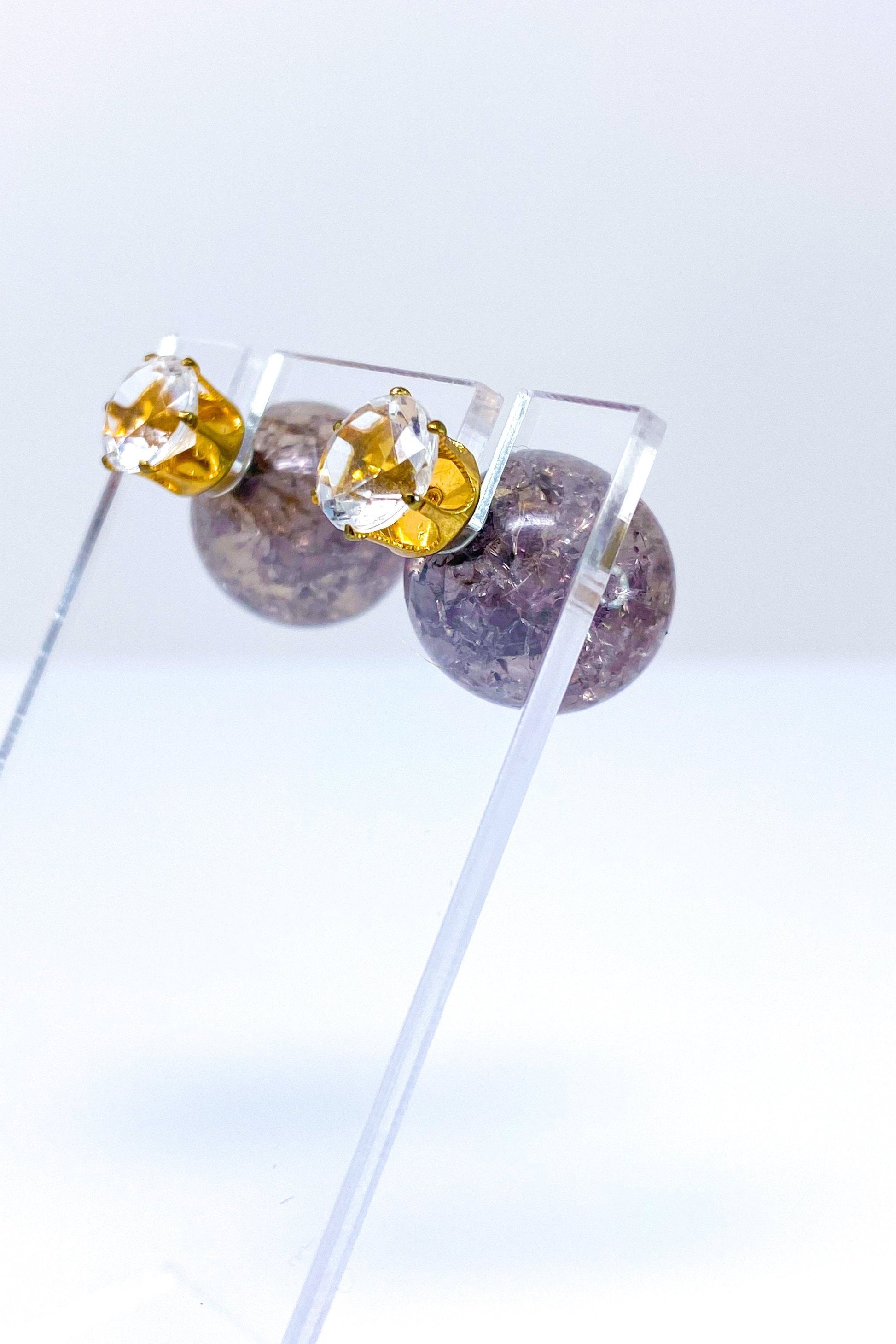 Multicolored Crystal Stud Earrings Sparkle Pink Blue