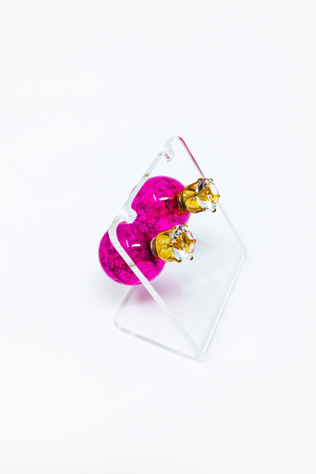 Multicolored Crystal Stud Earrings Sparkle Pink Blue