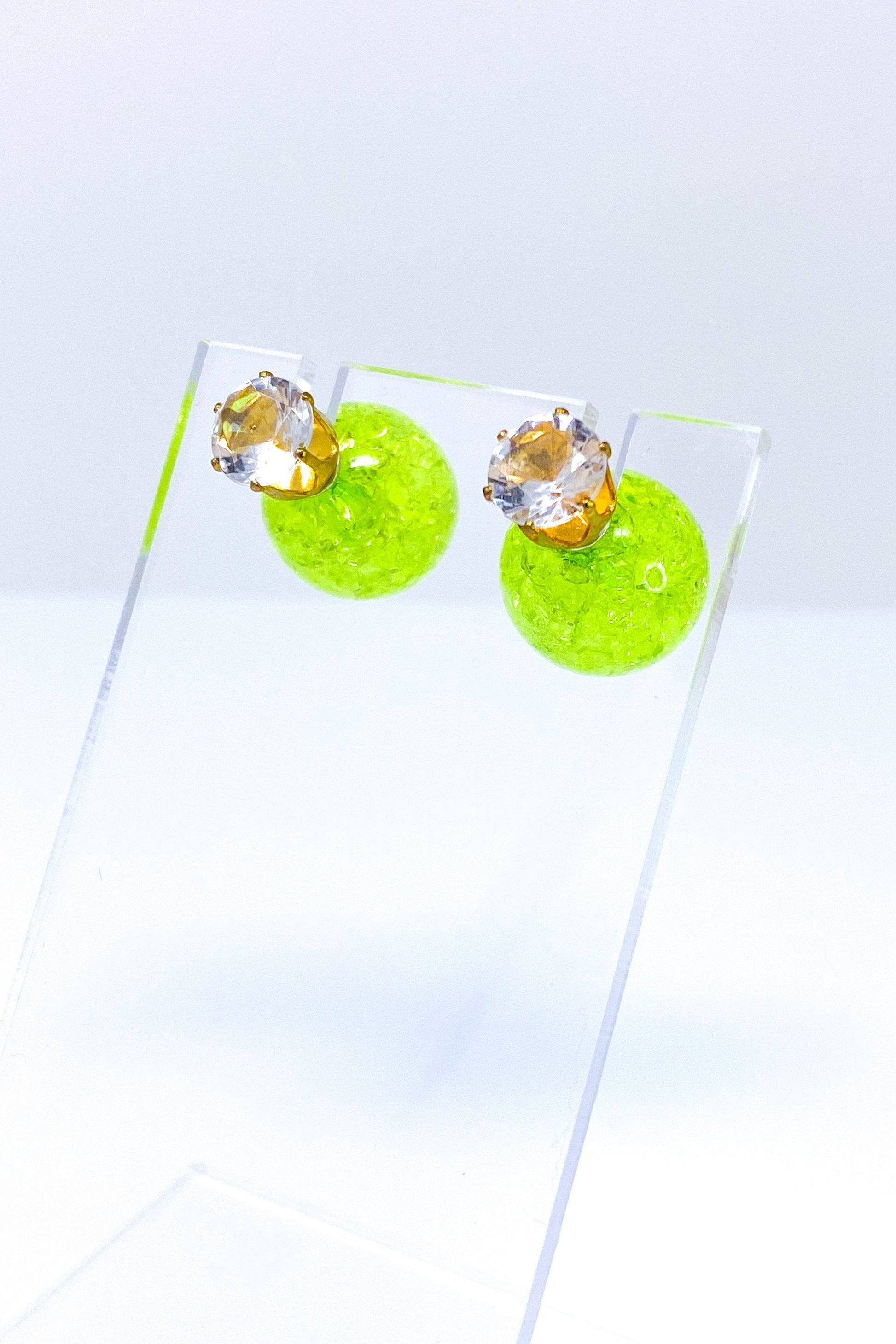 Multicolored Crystal Stud Earrings Sparkle Pink Blue