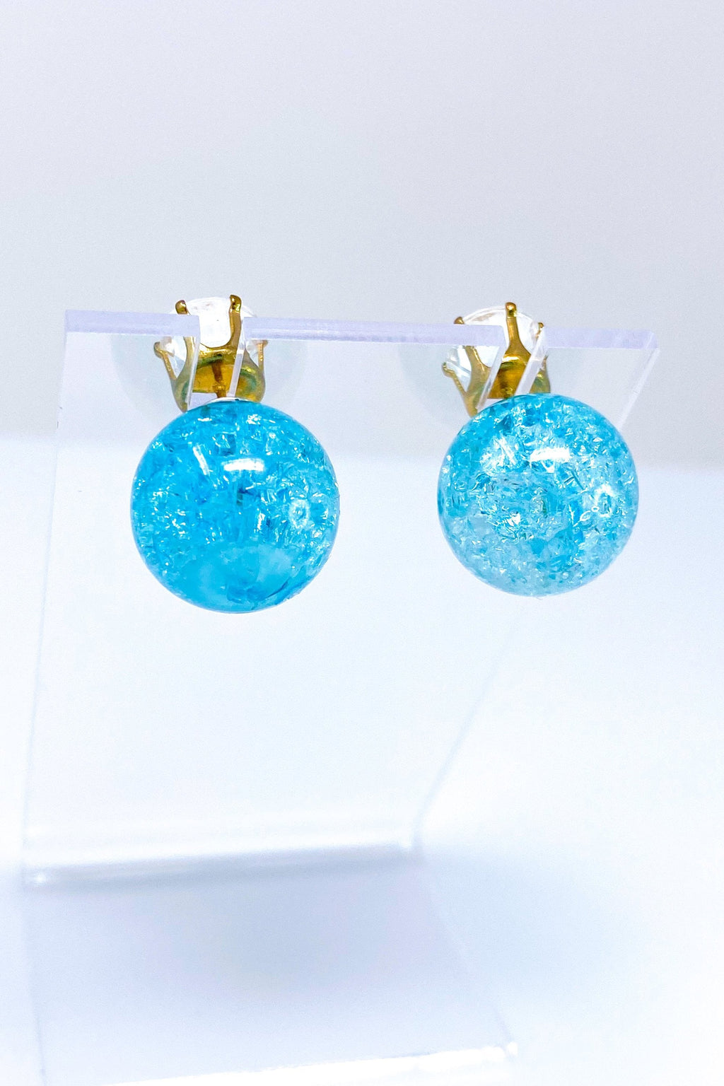 Multicolored Crystal Stud Earrings Sparkle Pink Blue