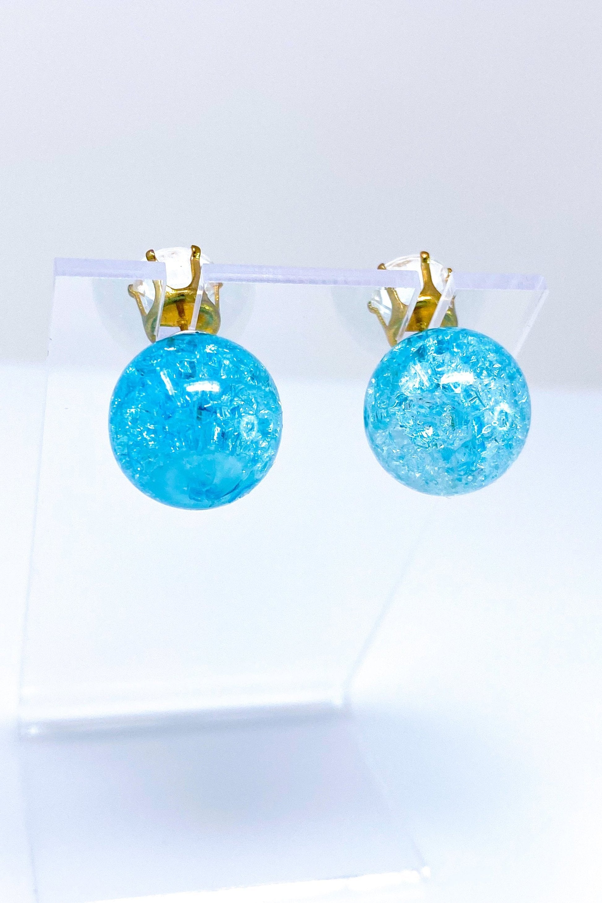 Multicolored Crystal Stud Earrings Sparkle Pink Blue