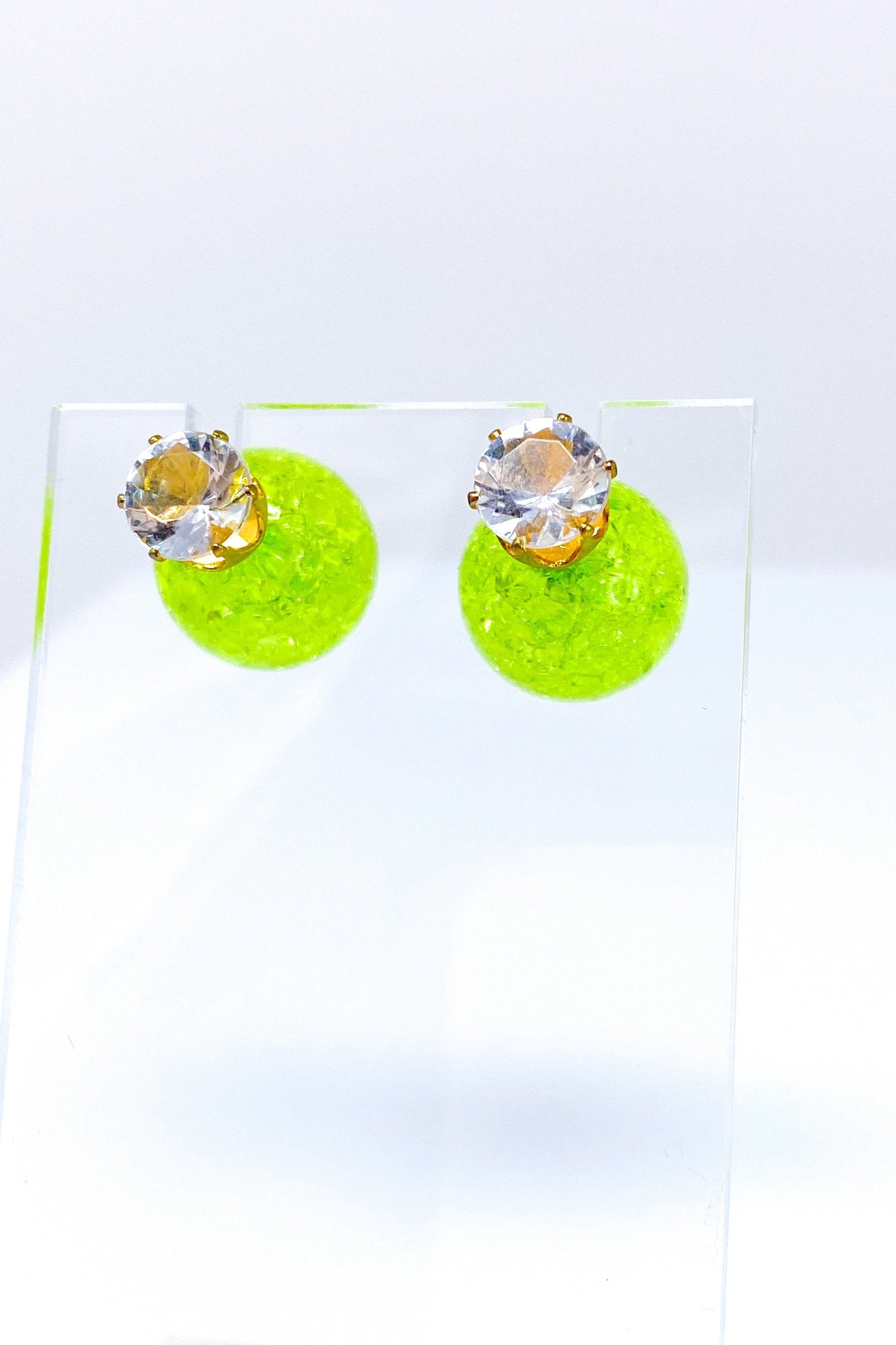 Multicolored Crystal Stud Earrings Sparkle Pink Blue