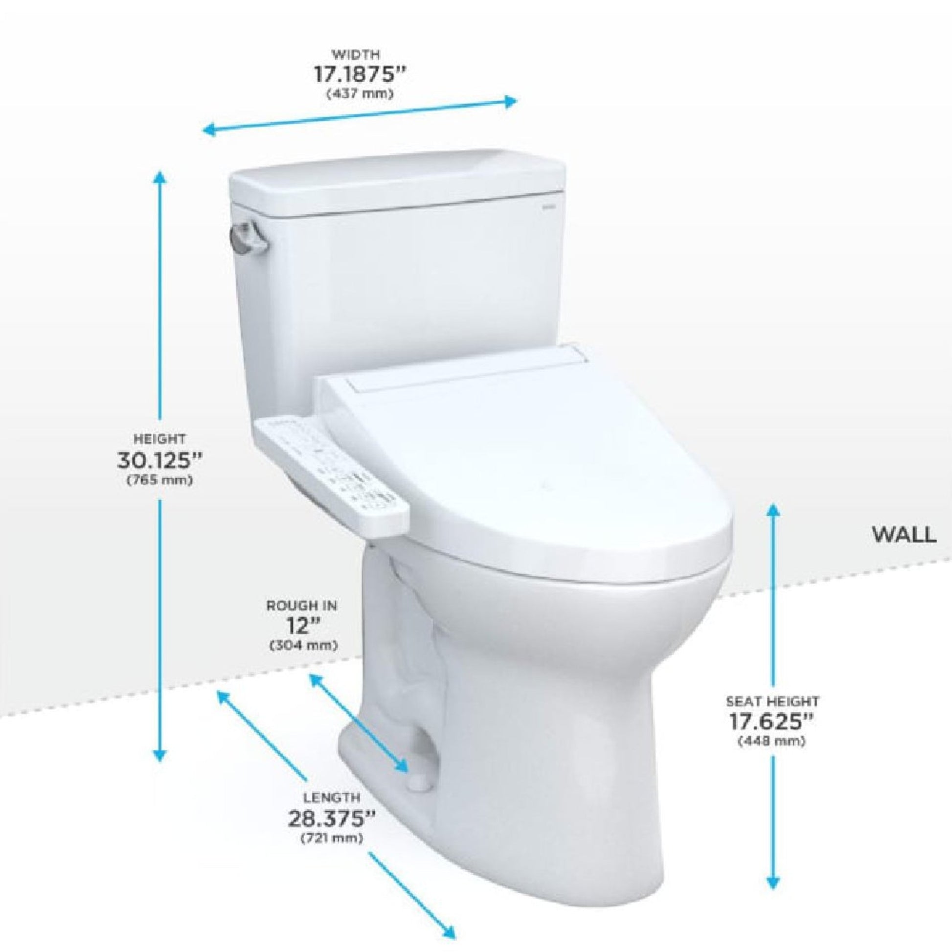 [MW7763074CEFG#01] TOTO Drake Washlet C2 And 1.28 GPF Left Hand Lever With Elongated Universal Height Bidet Toilet (SAK01352)