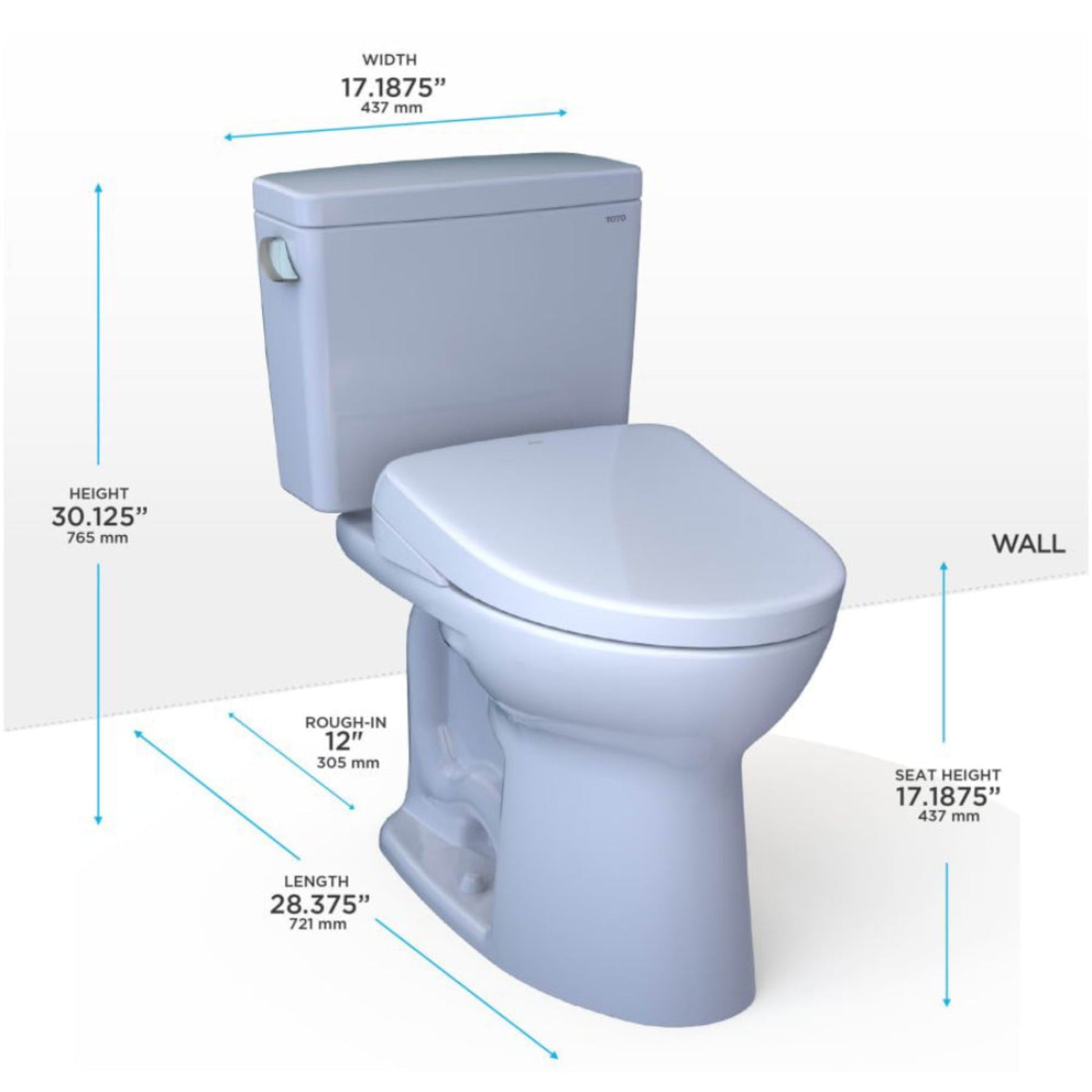 [MW7864726CEFG#01] TOTO Drake 1.28 GPF Elongated Chair Height Toilet Seat With Transitional Washlet S7 (SAK18215)
