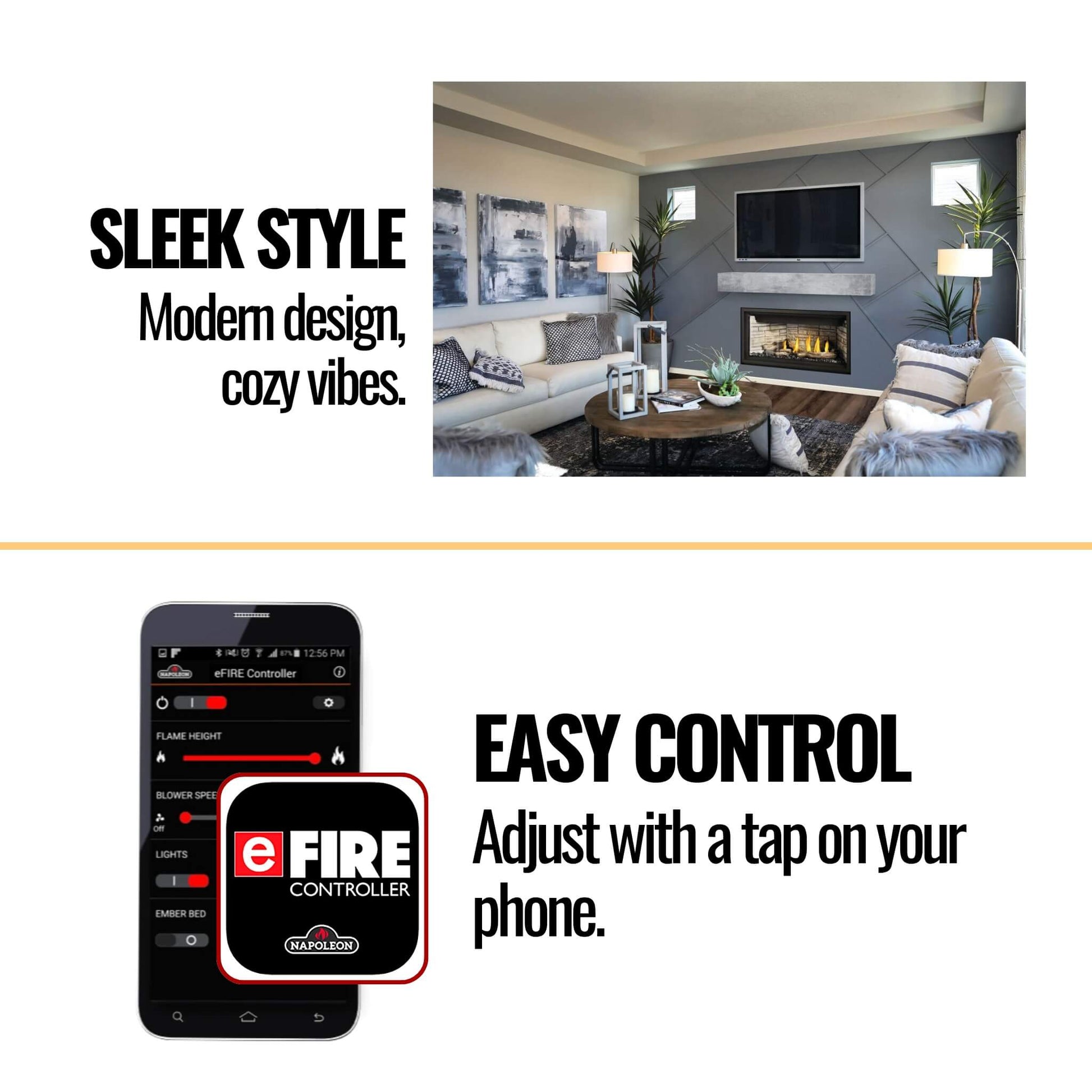 Napoleon Ascent Linear Premium Direct Vent Natural Gas Fireplace Battery Back-Up Control [BLP42/46/56NTE] (SAK52964)