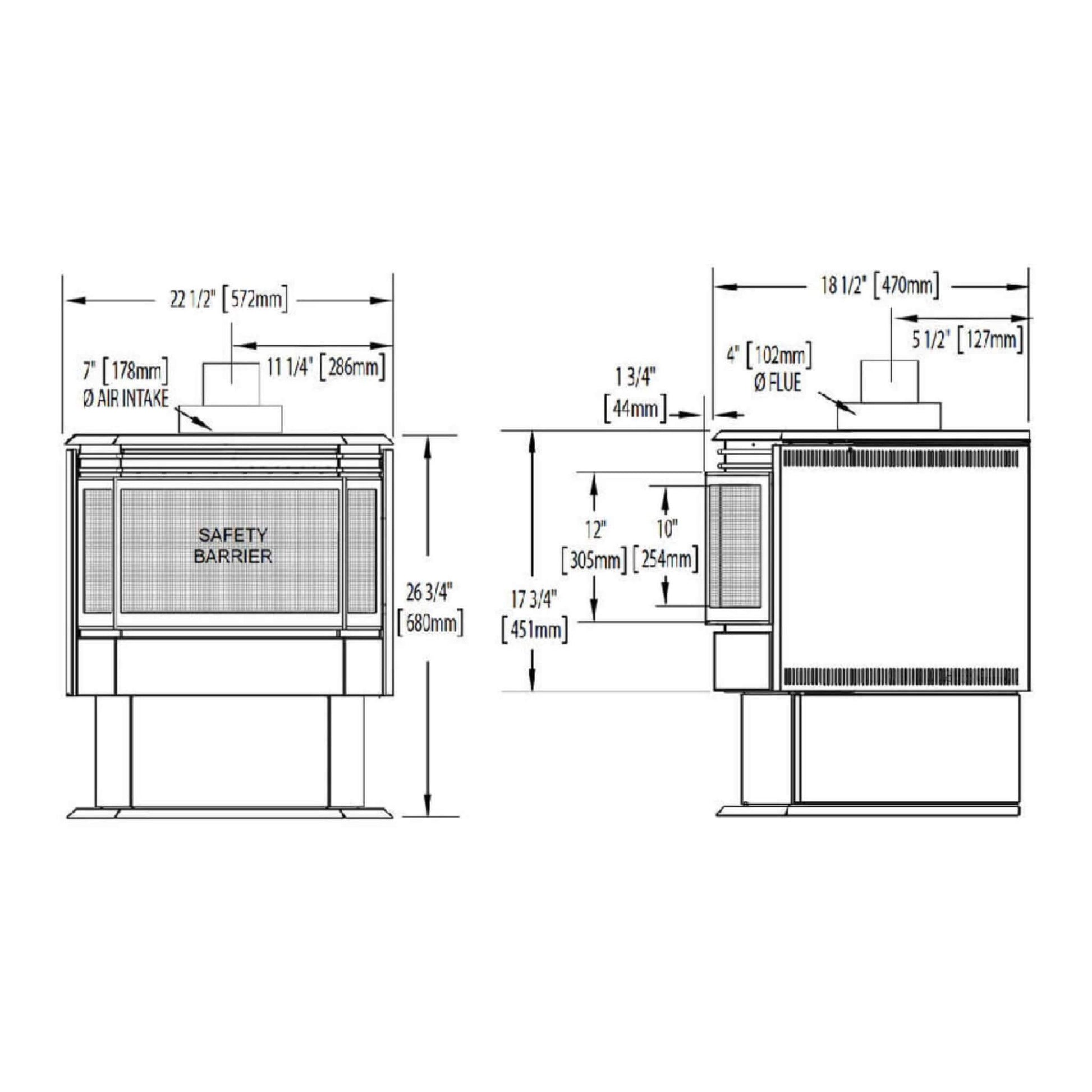 Napoleon Haliburton 50 22-Inch Direct Vent Millivolt Ignition Compact Natural Gas Stove [GDS28-1NSB] (SAK81523)