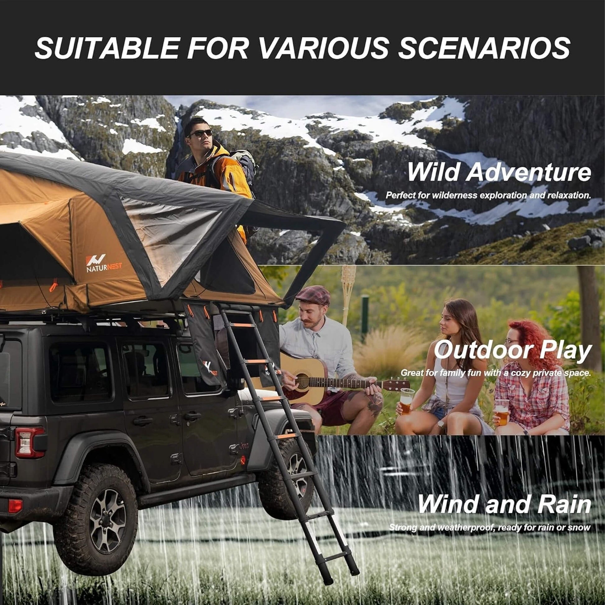 Naturnest Sirius 3 Premium 2XL 3-Person Clamshell Rooftop Tent (SAK62917)