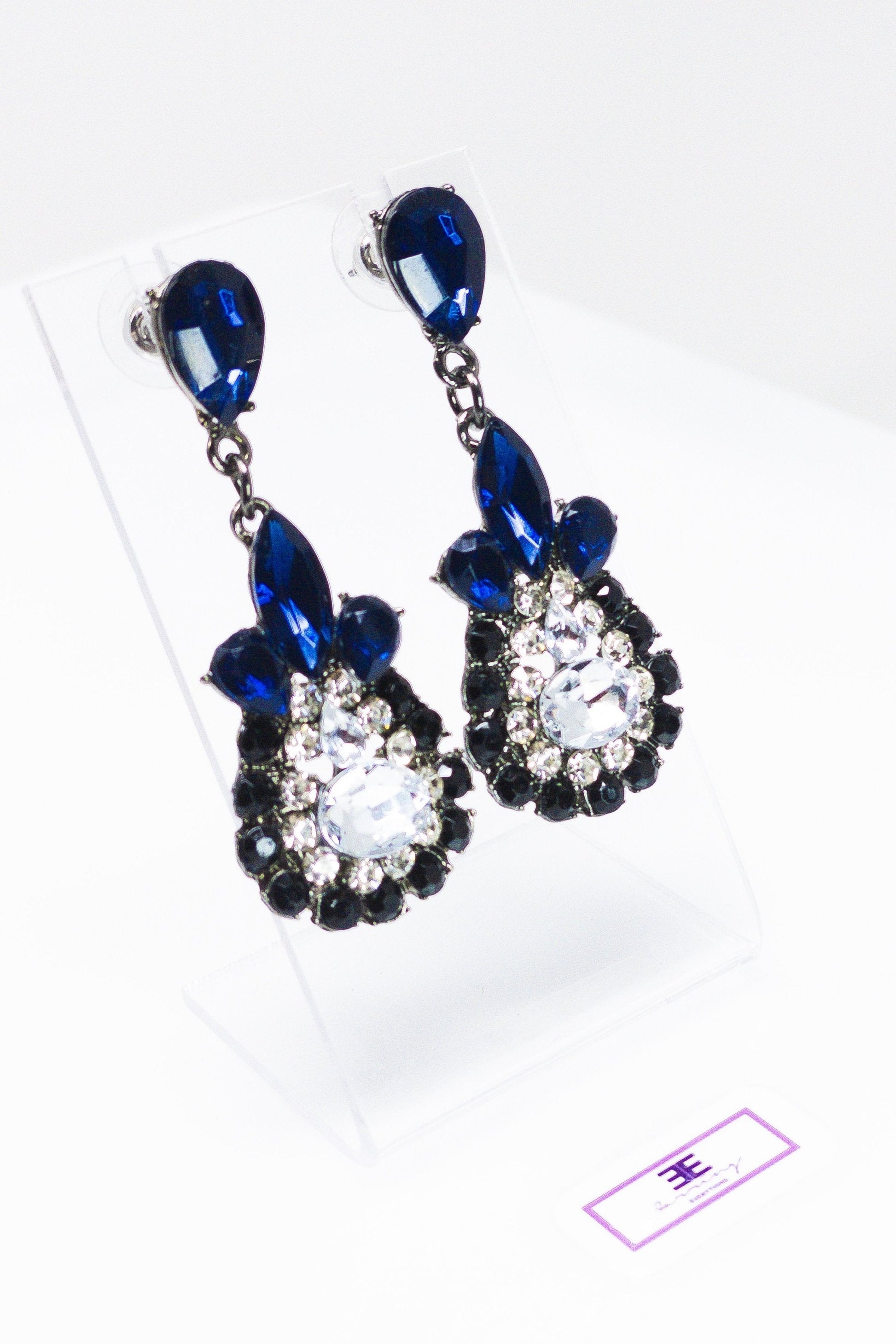 Sparkling Pink Teardrop Dangle Earrings With Crystals