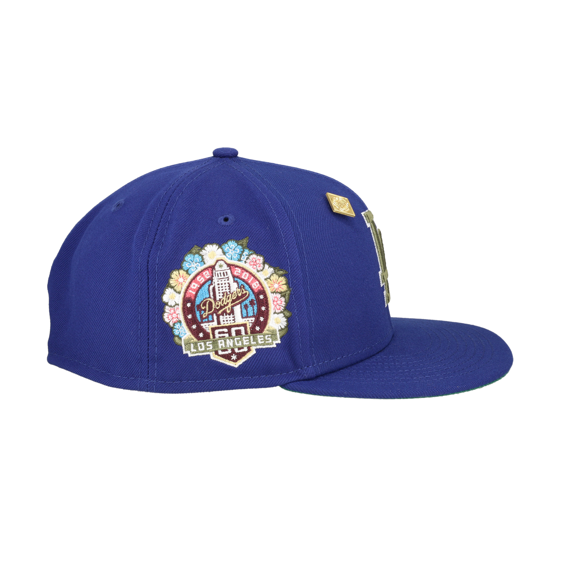 Los Angeles Dodgers 60th Anniversary Patch Floral Collection Fitted Hat