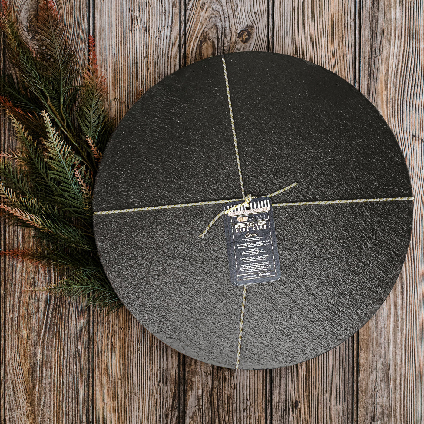 Slate Round 11" Cheese Board Natural Layered Edge Slim 5-6mm