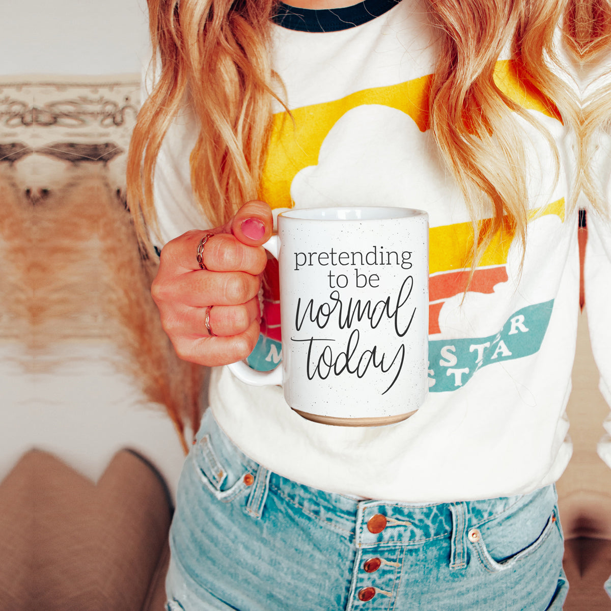 Funny Pretending To Be Normal Today 16oz Ceramic Coffee Mug Office Gift
