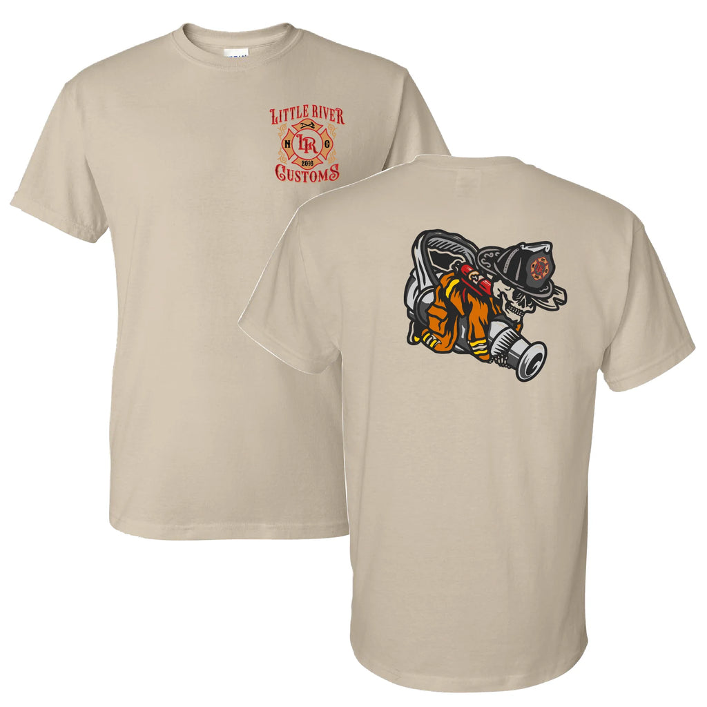 Nozzle Cowboy Firefighter Skull Hose Tee