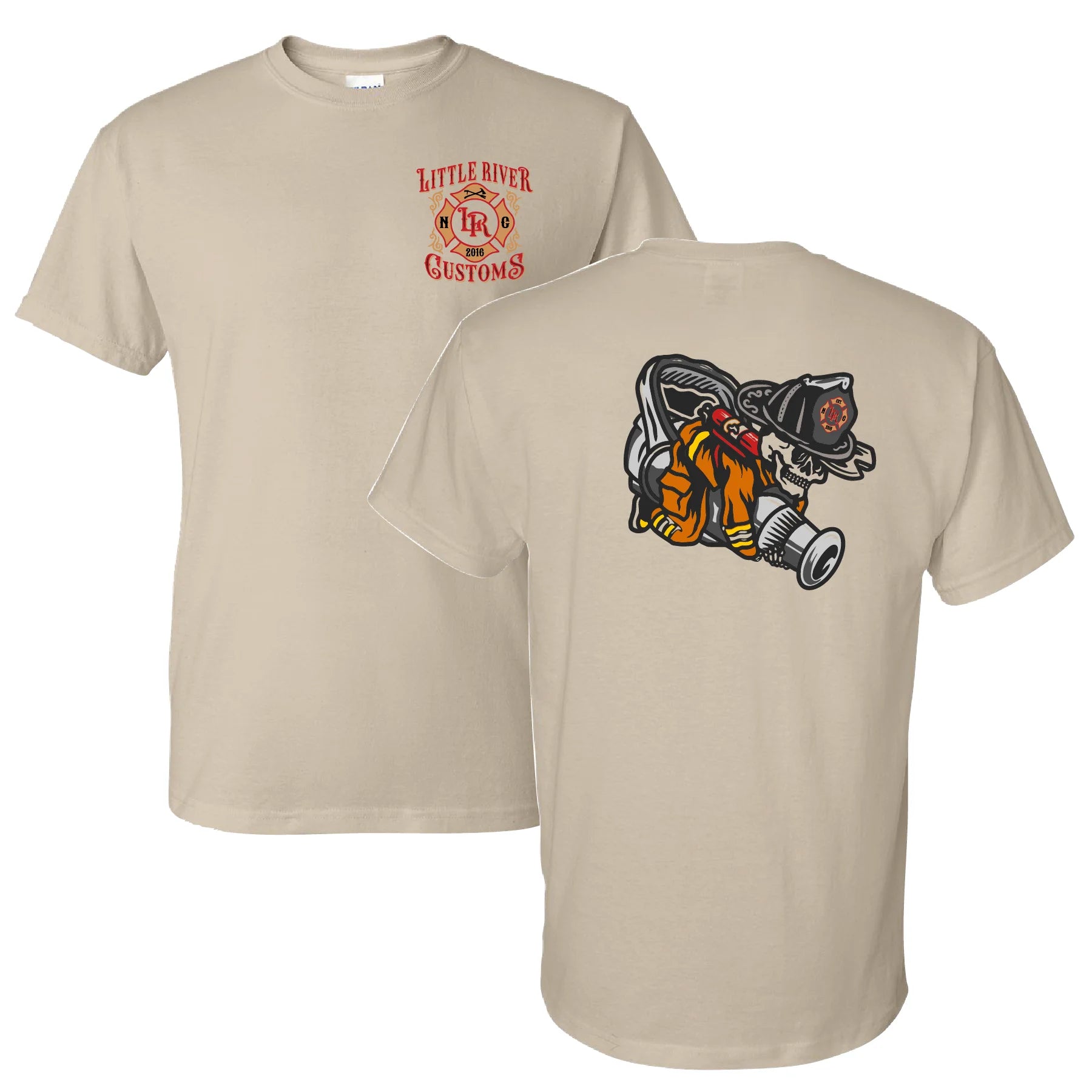 Nozzle Cowboy Firefighter Skull Hose Tee