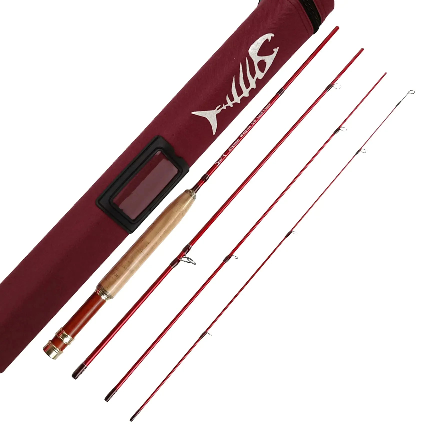 Aventik Whisperer Fly Fishing Rod 4 Pieces 6FT 0/1/2/3wt 7FT 3/4wt 24T Corbon Fiber Fast Action Super Compact Freshwater Ultra Light Fly Rod with Cordura Rod Tube (76 LW3/4)