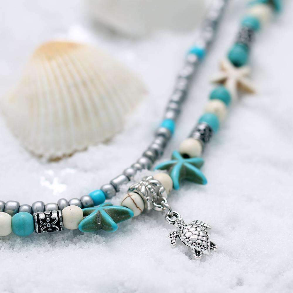 Ocean Wave Charm Anklet Beaded Shell Ankle Bracelet