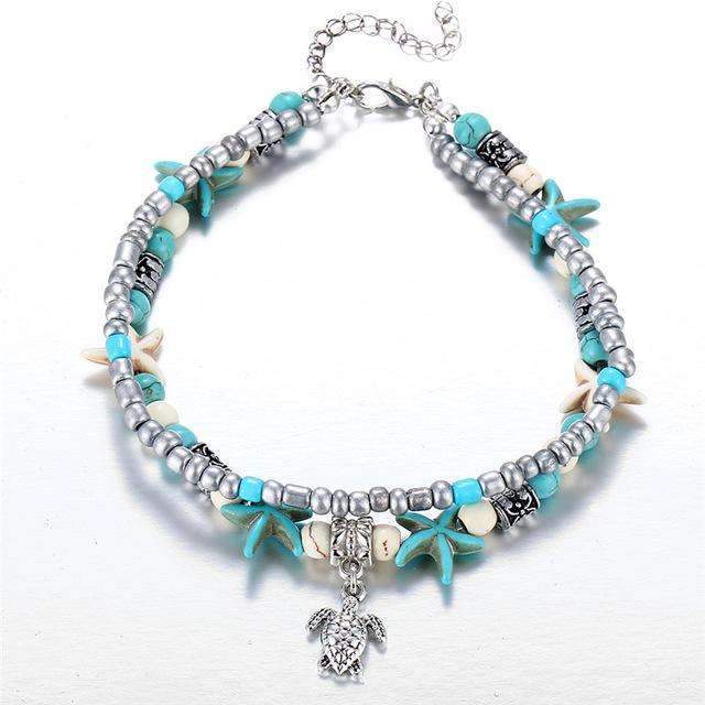Ocean Wave Charm Anklet Beaded Shell Ankle Bracelet