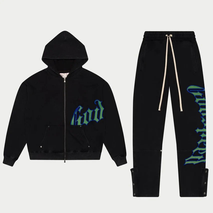 GODSPEEDOG Logo Sweatsuit (Black/Blue/Green)