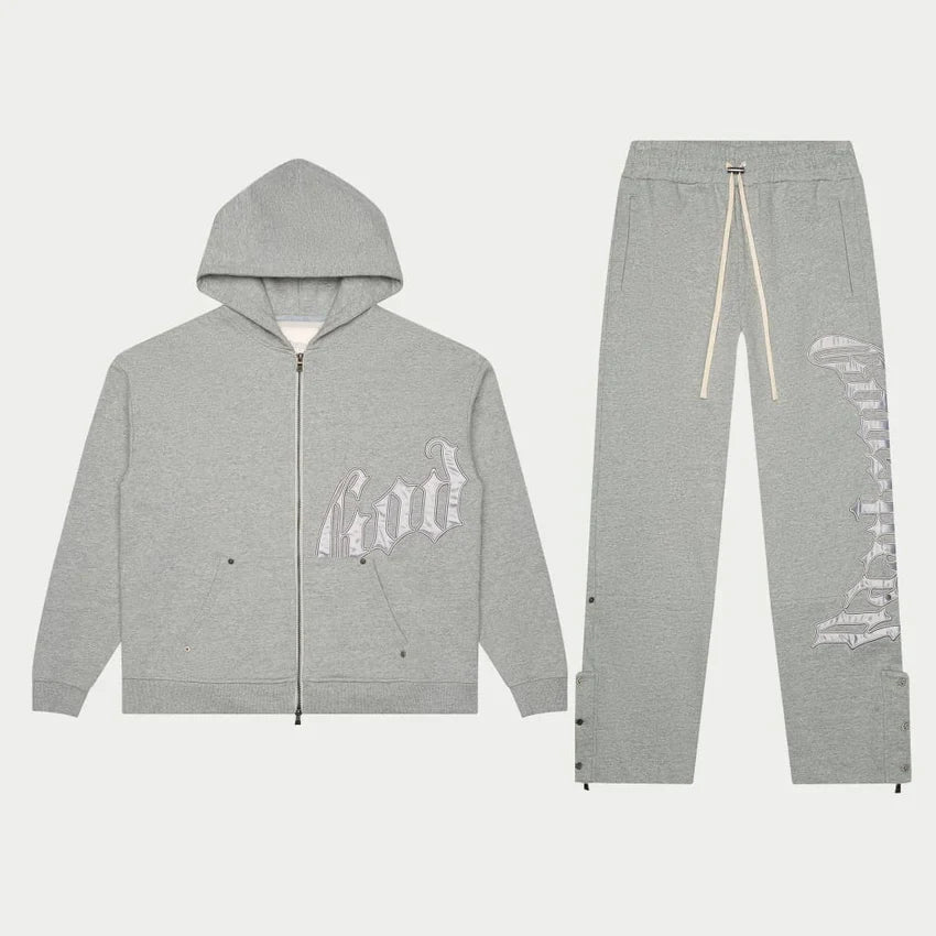 GODSPEED OG Logo Sweatsuit V2 (Grey/Silver Satin)