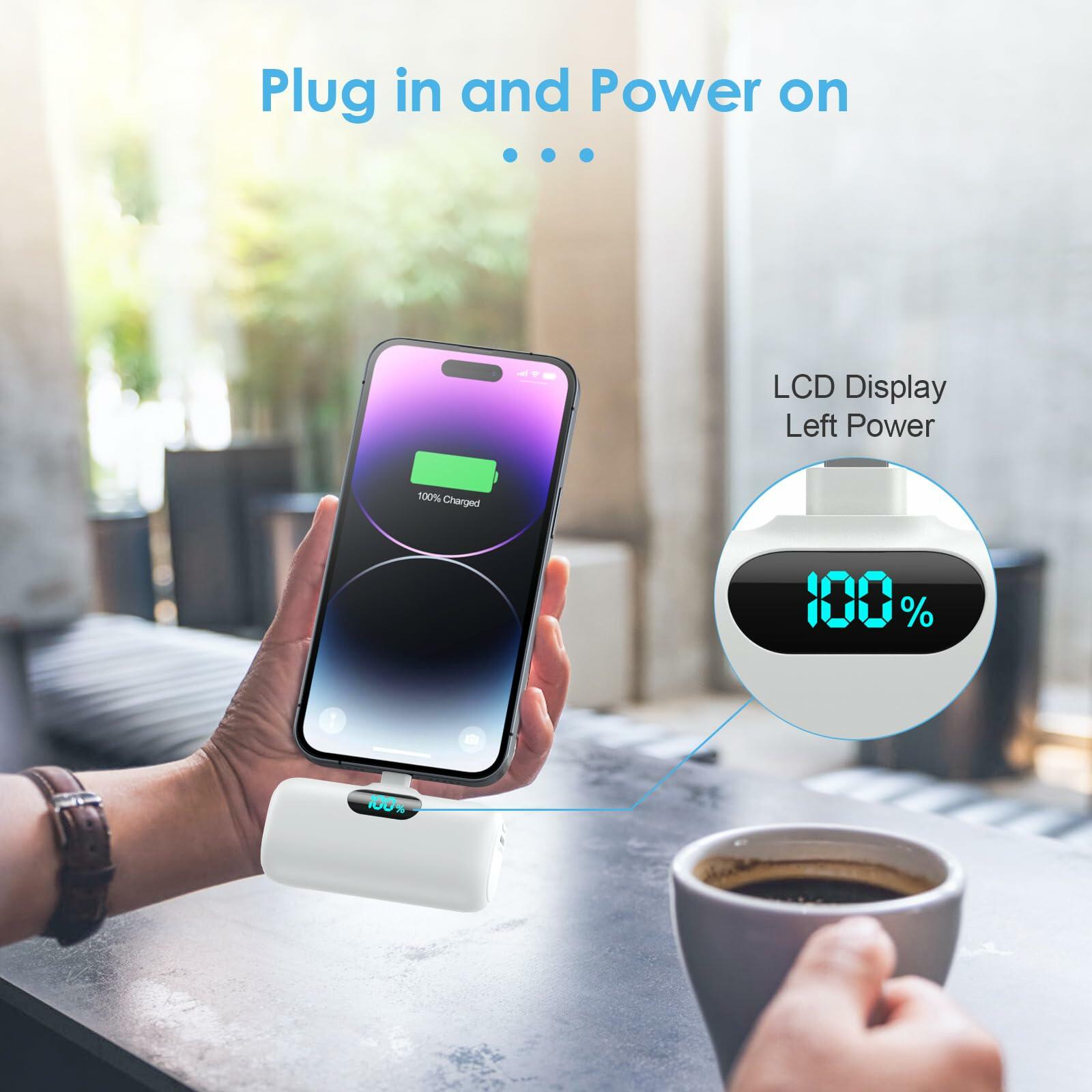 2-Pack Small Portable Chargers for iPhone, 5000mAh PD Fast Charging Power Bank