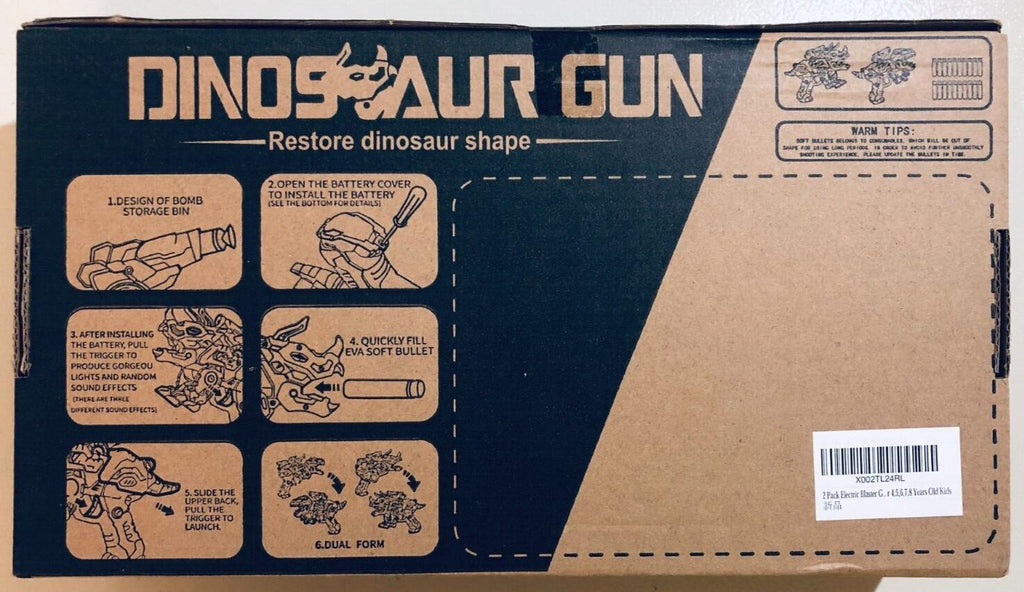 2-pack of Dinosaur Foam Dart Shooters with 20 darts