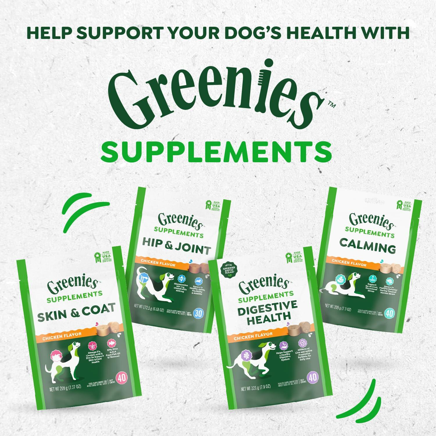 2/25 Greenies Supplements Hip and Joint Supplements for Dogs, Chicken Flavor,