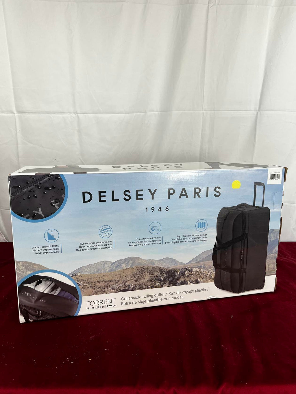 Delsey Paris 28" Torrent Black Collapsible Rolling Duffel Travel Outdoor - Like New