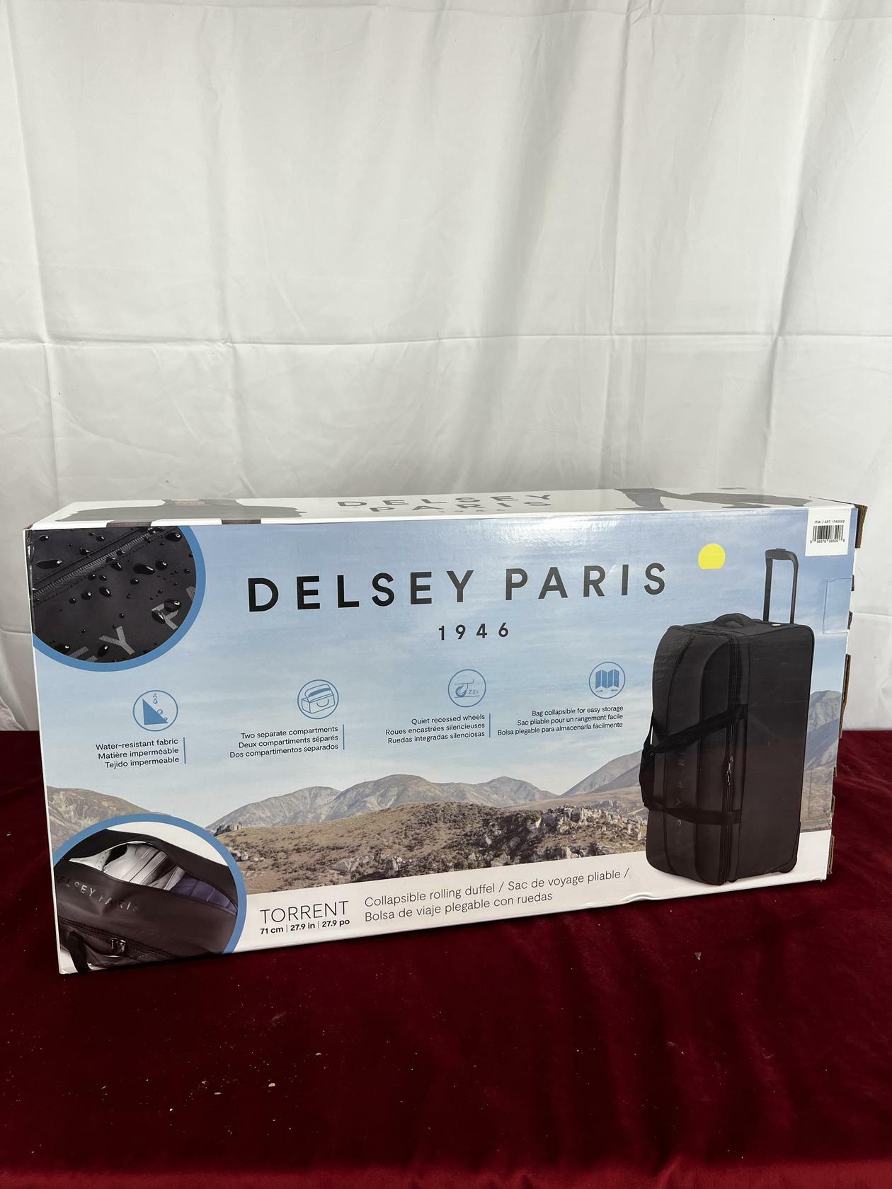 Delsey Paris 28" Torrent Black Collapsible Rolling Duffel Travel Outdoor - Like New