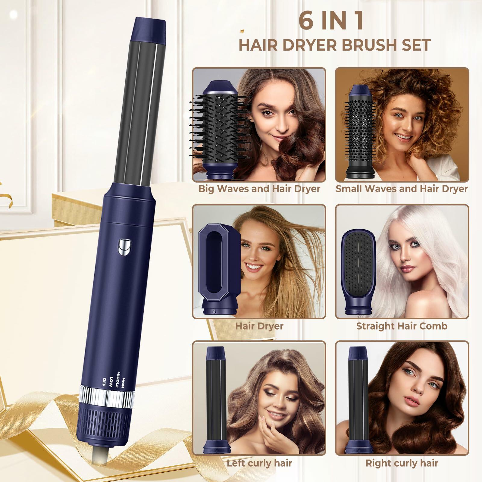 [Like New] 6 in 1 Blow Dryer Brush Set – Ionic Dryer, Curler, Straightener, Brush