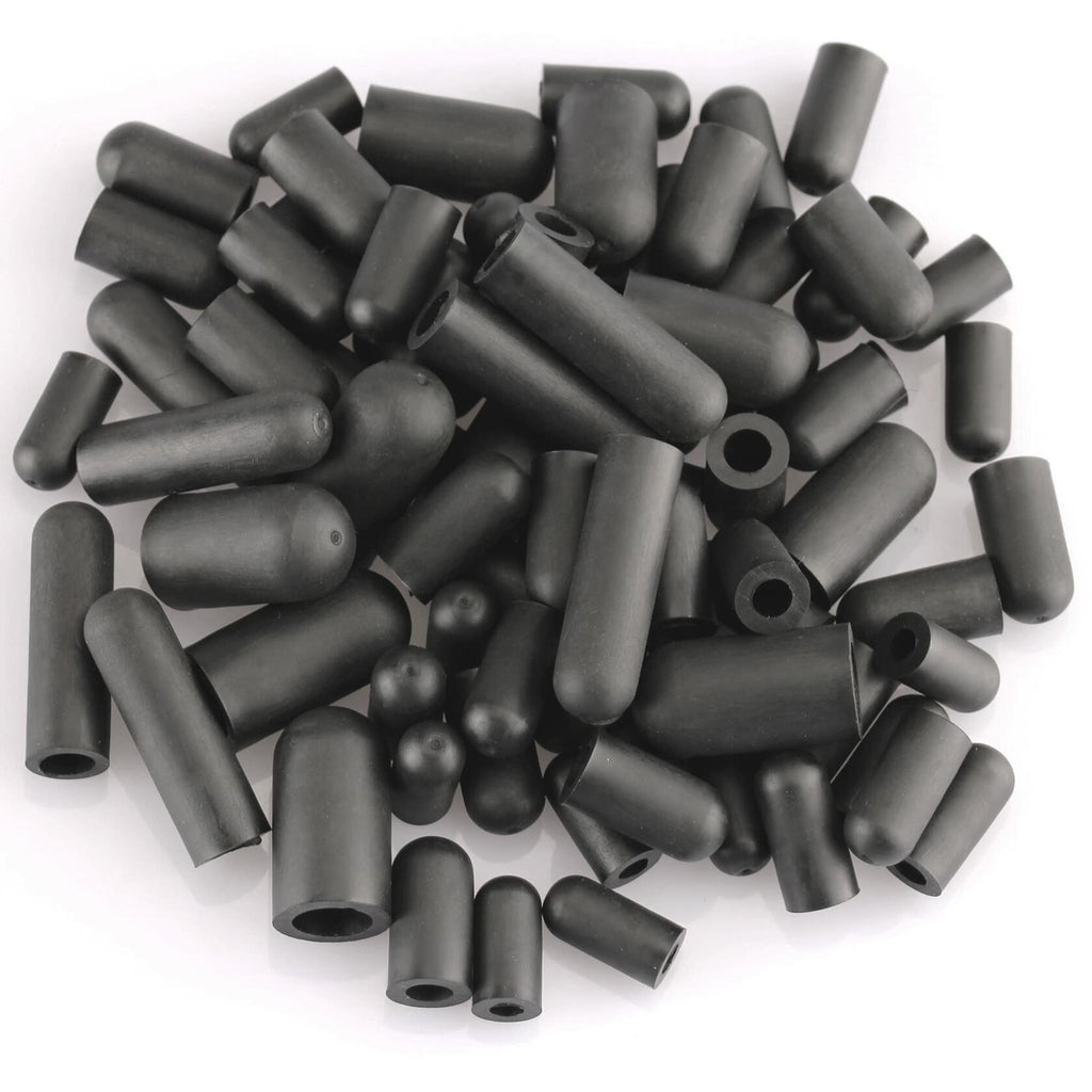 Topomatic 80PCS Vacuum Hose Caps Set, 6 Sizes Black Rubber Automotive Caps