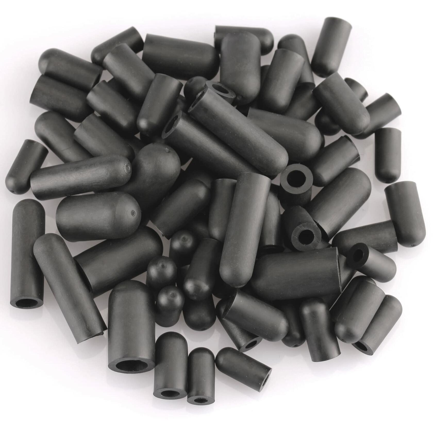 Topomatic 80PCS Vacuum Hose Caps Set, 6 Sizes Black Rubber Automotive Caps