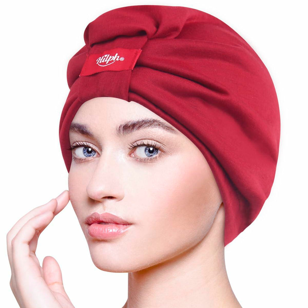 Hilph Satin Hair Bonnet Double Layer Sleep Cap Red - Anti Frizz Wrap