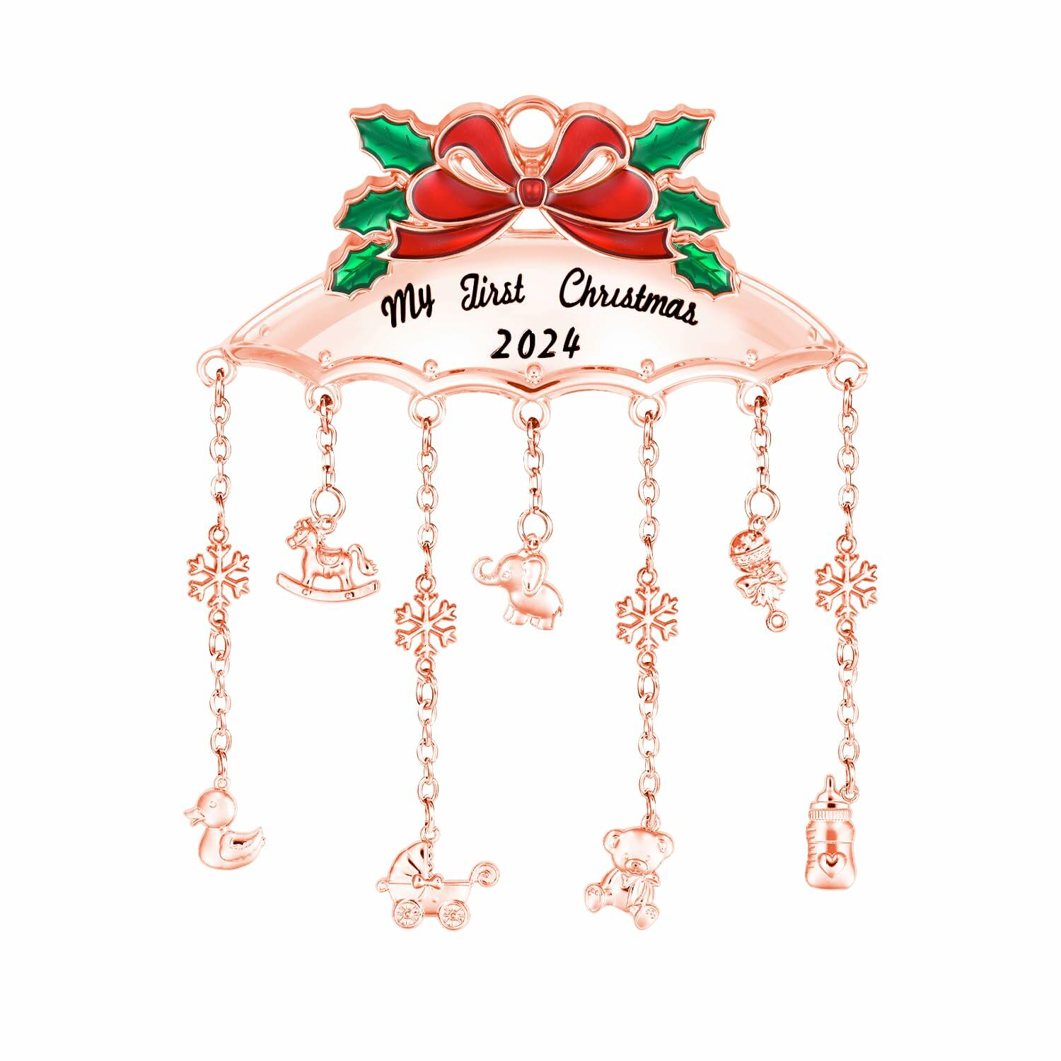 My First Christmas Ornament 2024 Baby Mobile Rose Gold Newborn Keepsake