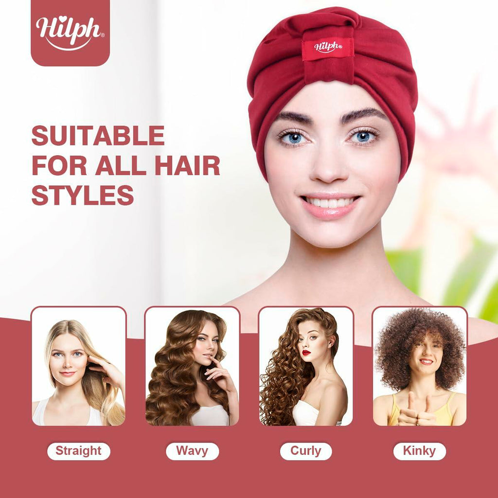 Hilph Satin Hair Bonnet Double Layer Sleep Cap Red - Anti Frizz Wrap