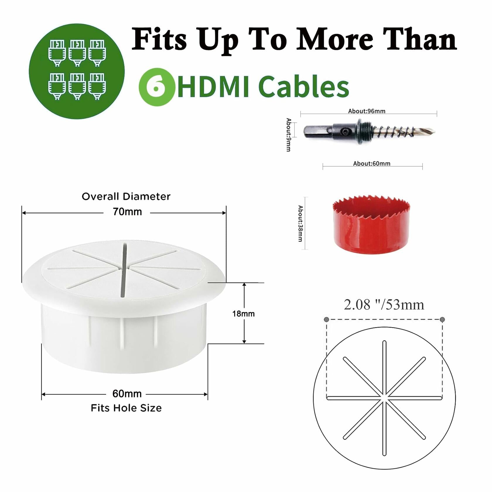 Cord Hider Kit, 2-3/8" Wall TV Cable Management with Drill Attachment