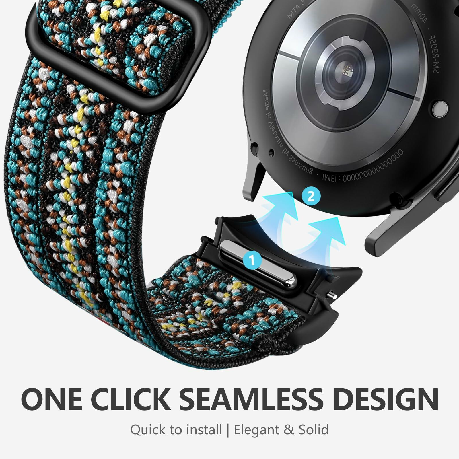 SNBLK Elastic Bands 20mm Nylon Strap Compatible Samsung Galaxy Watch 40-47mm