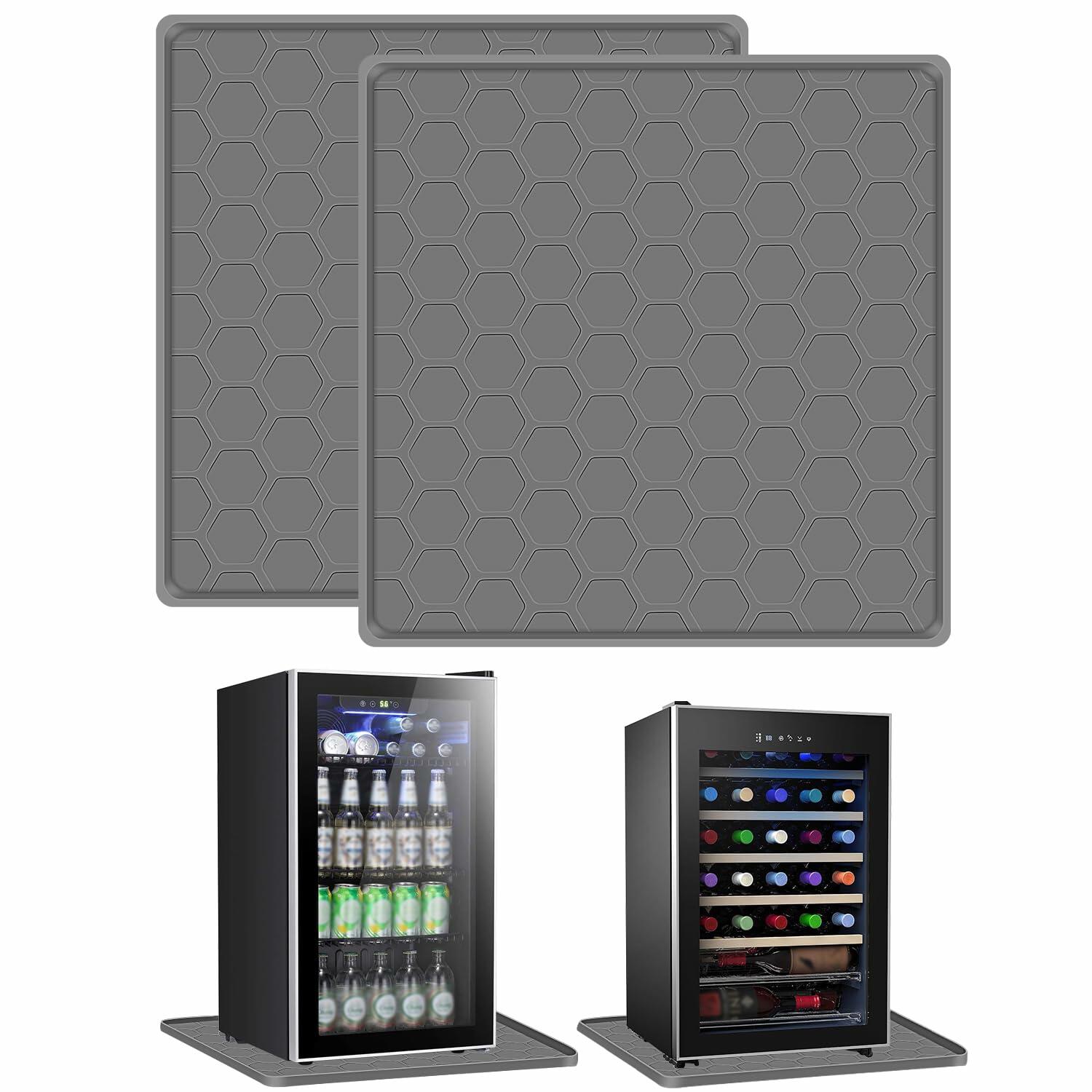Winceed 23" Mini Fridge Silicone Mat Grey with Raised Edge & 4 Base Raisers