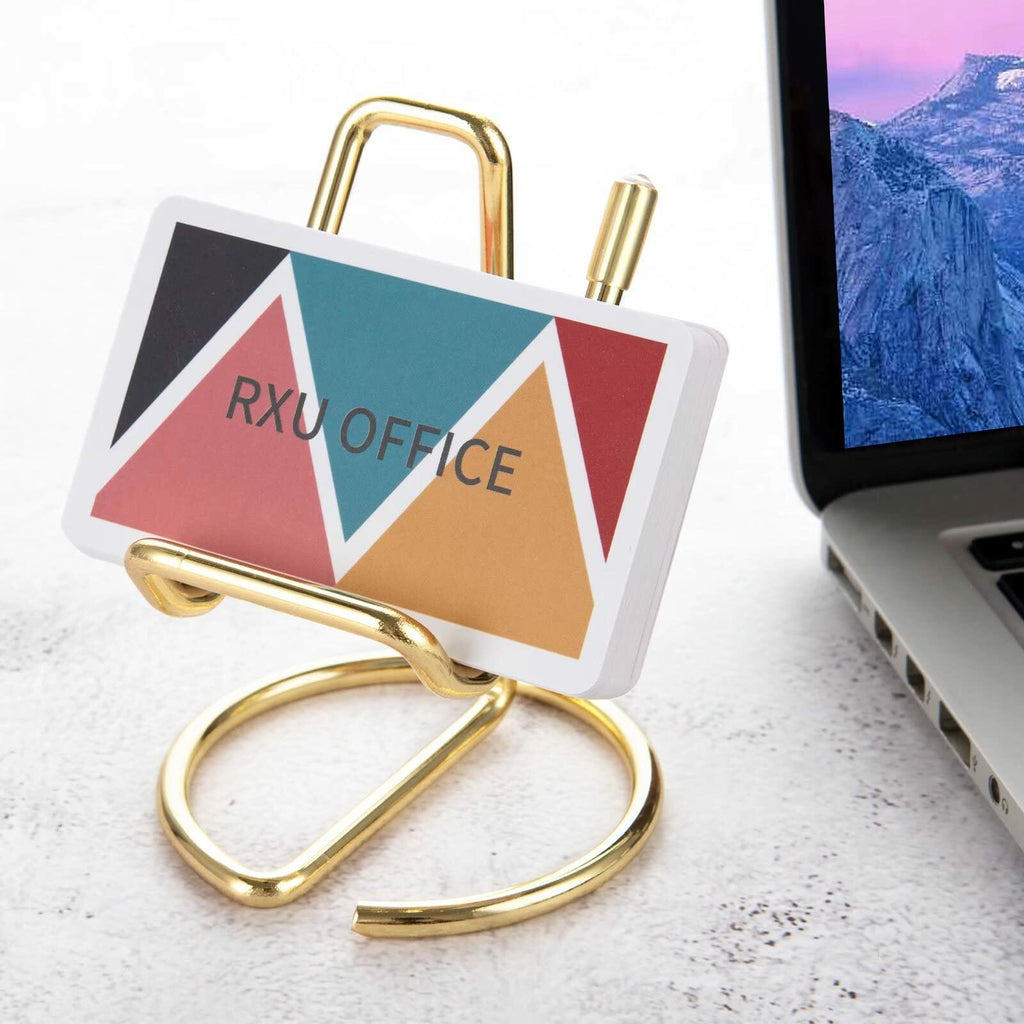 RXU 2-Pack Rose Gold Metal Business Card Holder Desk Display for Men & Women