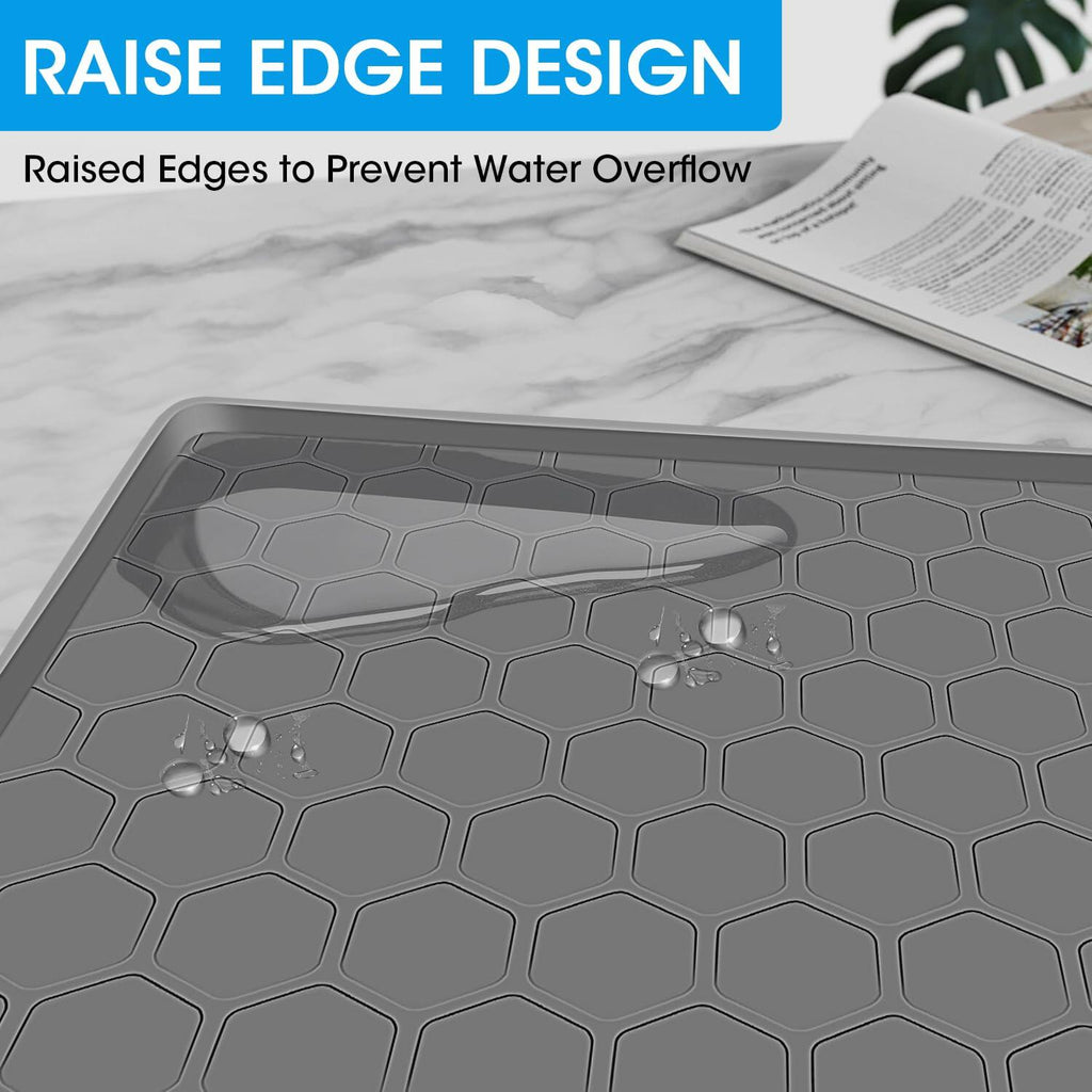 Winceed 23" Mini Fridge Silicone Mat Grey with Raised Edge & 4 Base Raisers