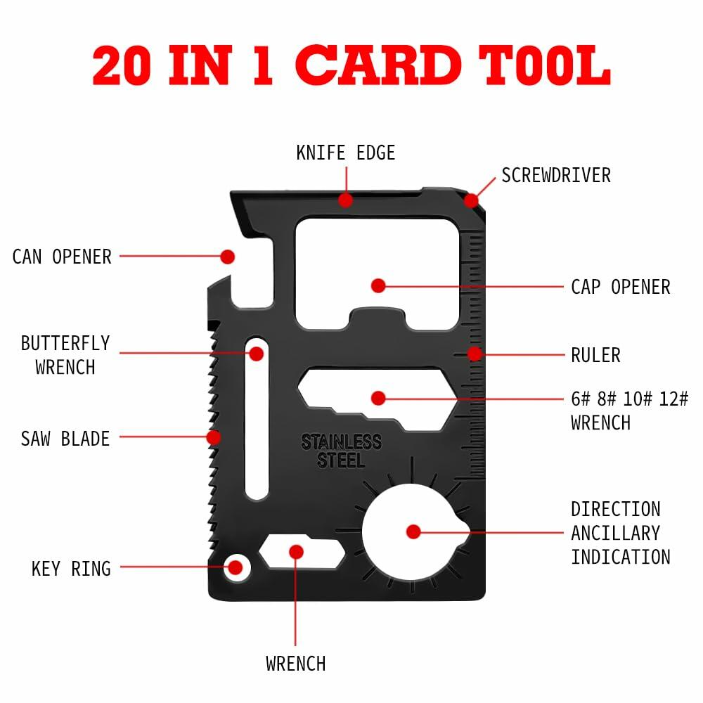 18 in 1 Silver Snowflake Multitool & 20 in 1 Black Credit Card Multitools Gift
