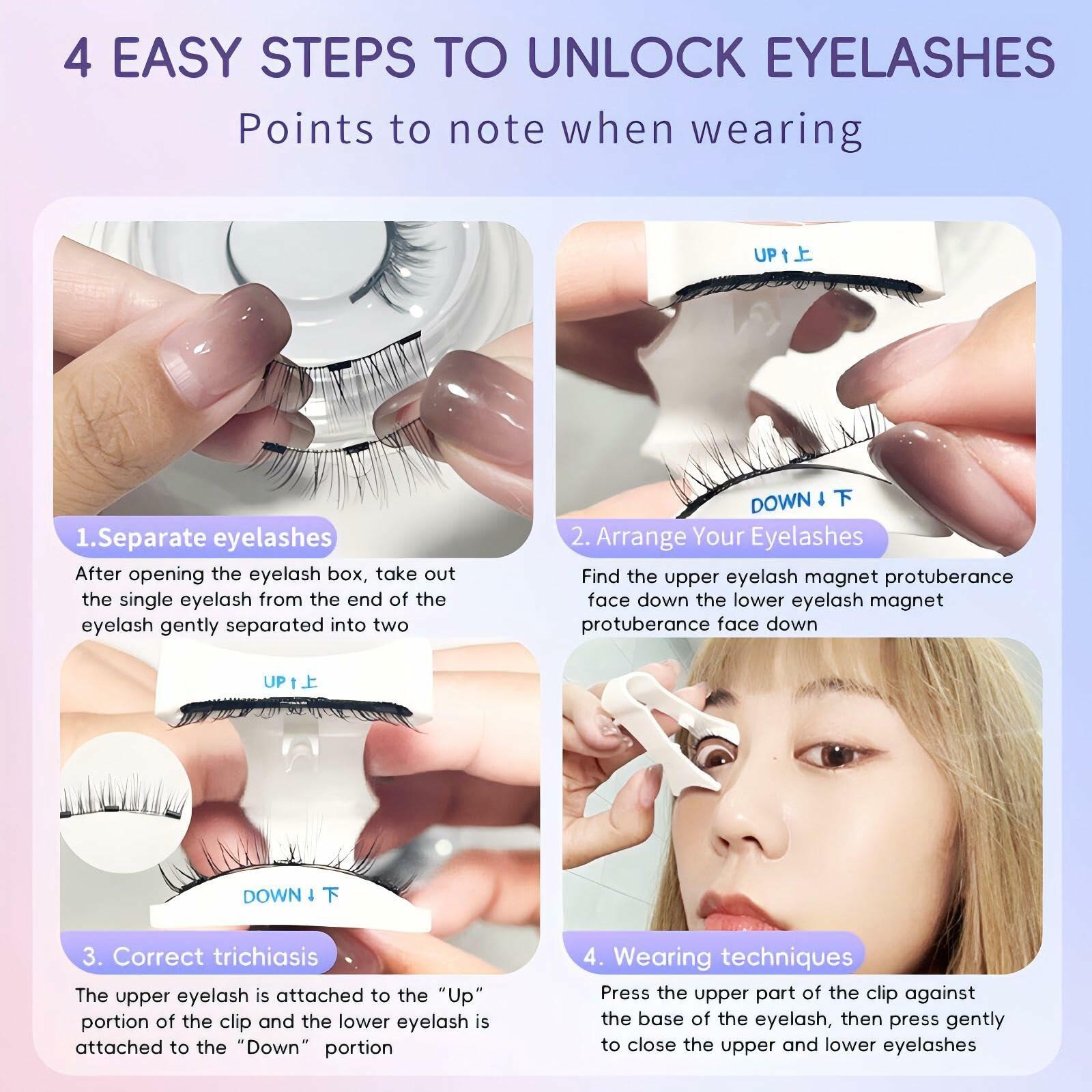 Reusable Magnetic False Eyelashes G13 Dual 3D Black - No Glue Needed Kit