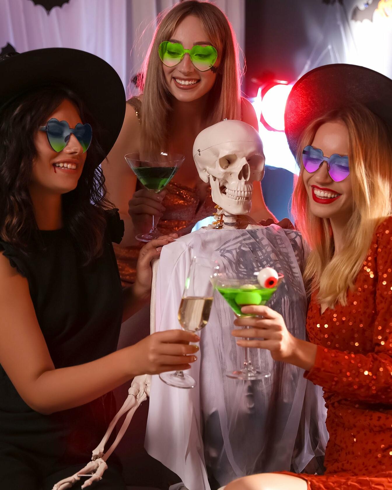 Photect 12 Pair Heart Sunglasses Gradient Green Yellow Purple Trendy Bulk