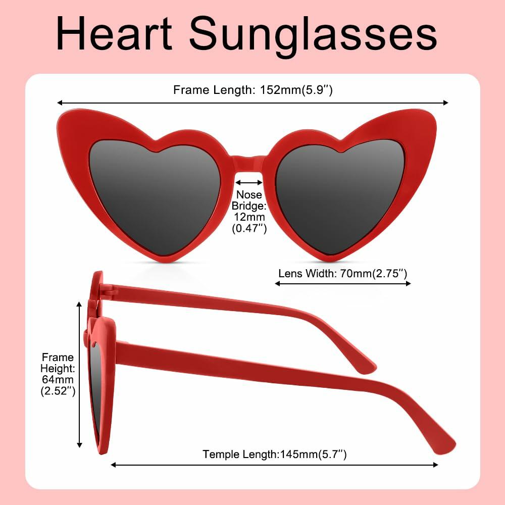 Red Heart Sunglasses Women Heart Shaped Fun Costume Accessories Party