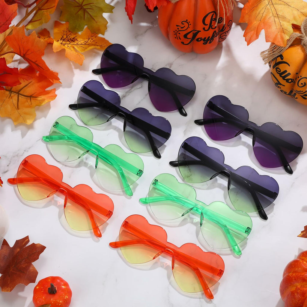 Photect 12 Pair Heart Sunglasses Gradient Green Yellow Purple Trendy Bulk