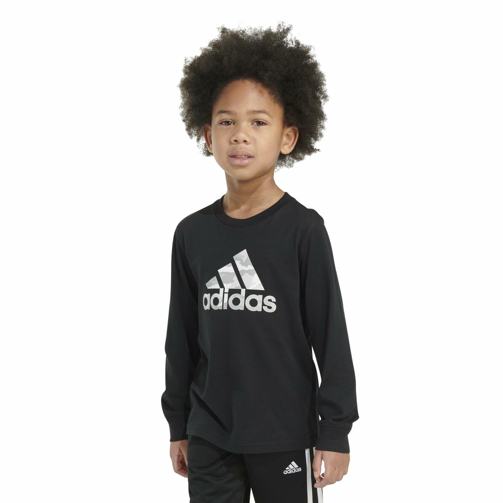 adidas France Camo Logo LS Tee Kids Black Size 5