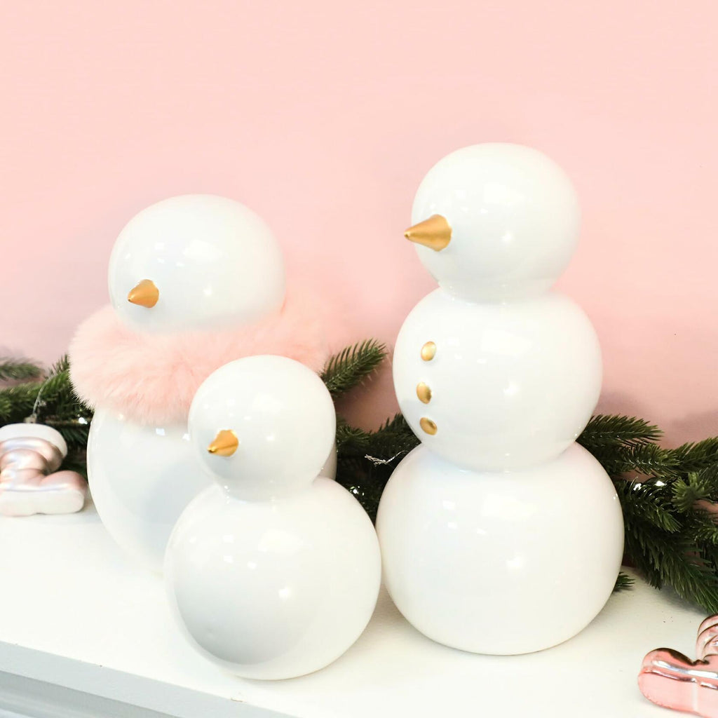 Fonder Mols Snowman Figurines Set of 3 Large Ceramic Christmas Decor