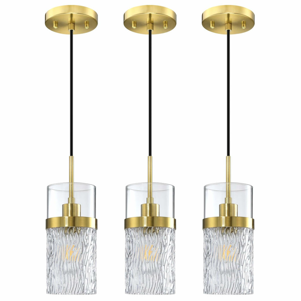 RAINLIGHTING 3 Pack Kitchen Island Pendant Light Clear Grey Glass Bronze